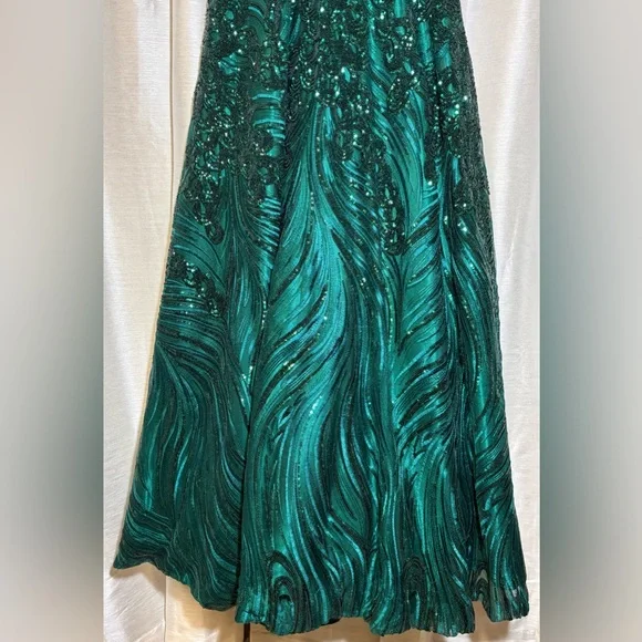 JVN Jovani 60641 Emerald Sequin Prom Ball Gown 6